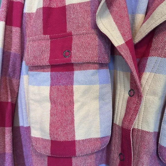 We The Free Red and Pink Plaid Button Down Shirt - Picture 6 of 7